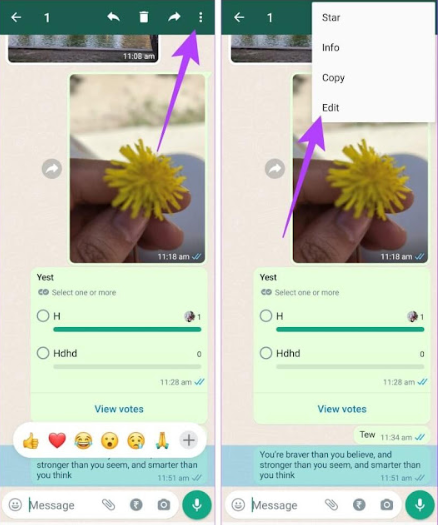 ميزة تعديل الرسائل على الواتساب