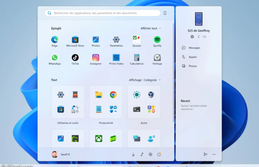 ويندوز 11 قائمة ابدأ