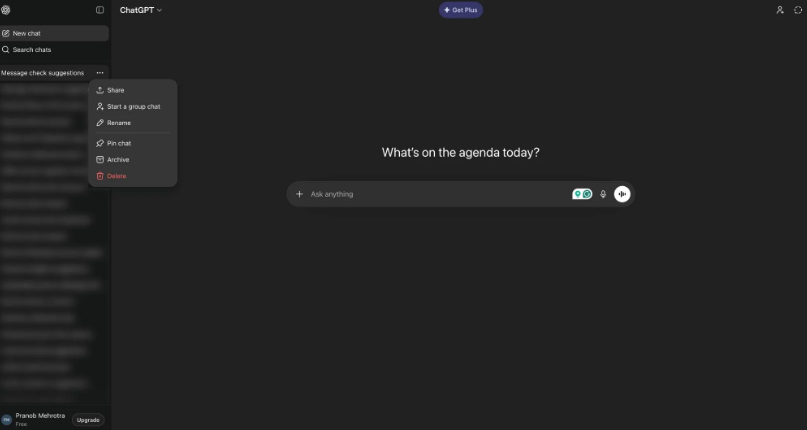 حذف سجل المحادثات بالكامل في ChatGPT